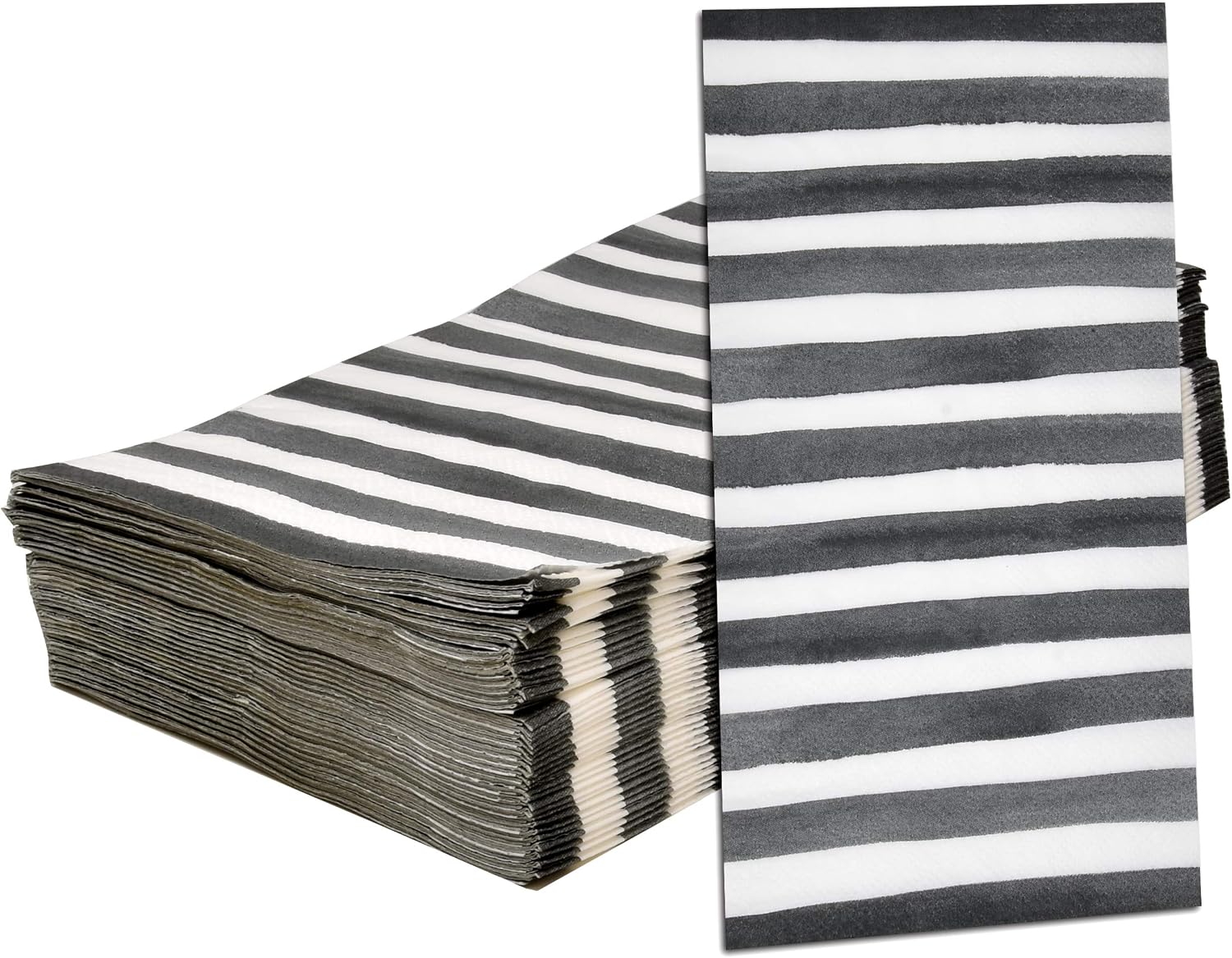 Gray Striped Guest Napkins 100 Count Black and White Stripe Disposable 3 Ply Dinner Napkins Charcoal Stripe Party Bathroom Hand Towels image 2