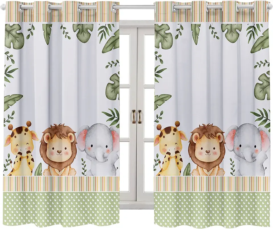 Cortina Infantil Safari Baby 2,00x1,50 Decoração Menino Menina