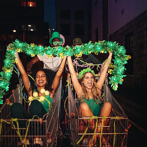 Miniatura 3 de Guirnalda de oropel de Pascua de 16.4 pies con tira de luz LED, guirnalda de alambre metálico, guirnalda de oropel de Pascua, guirnalda de oropel de