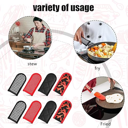 Miniatura 9 de 8 fundas para mango de cacerola, resistente al calor, agarre antideslizante, soporte para olla, lavable a máquina, funda de mango de hierro fundido,