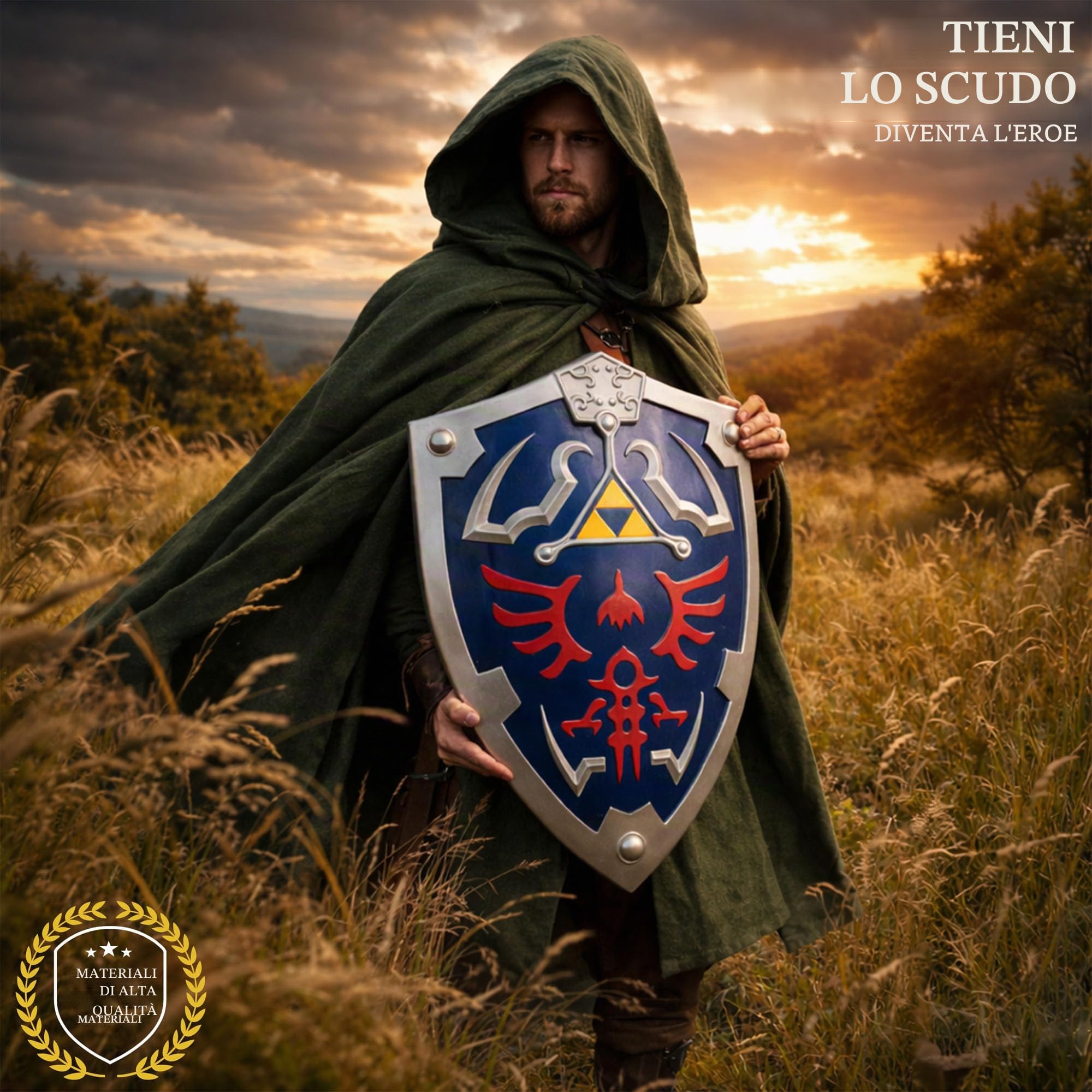 Swords and more Zelda Hylian - Cartello replica 64 cm - Zelda Hylia Shield decorazione da parete in resina - gioco da collezione Cosplay cartello per fan collezione e decorazione camera