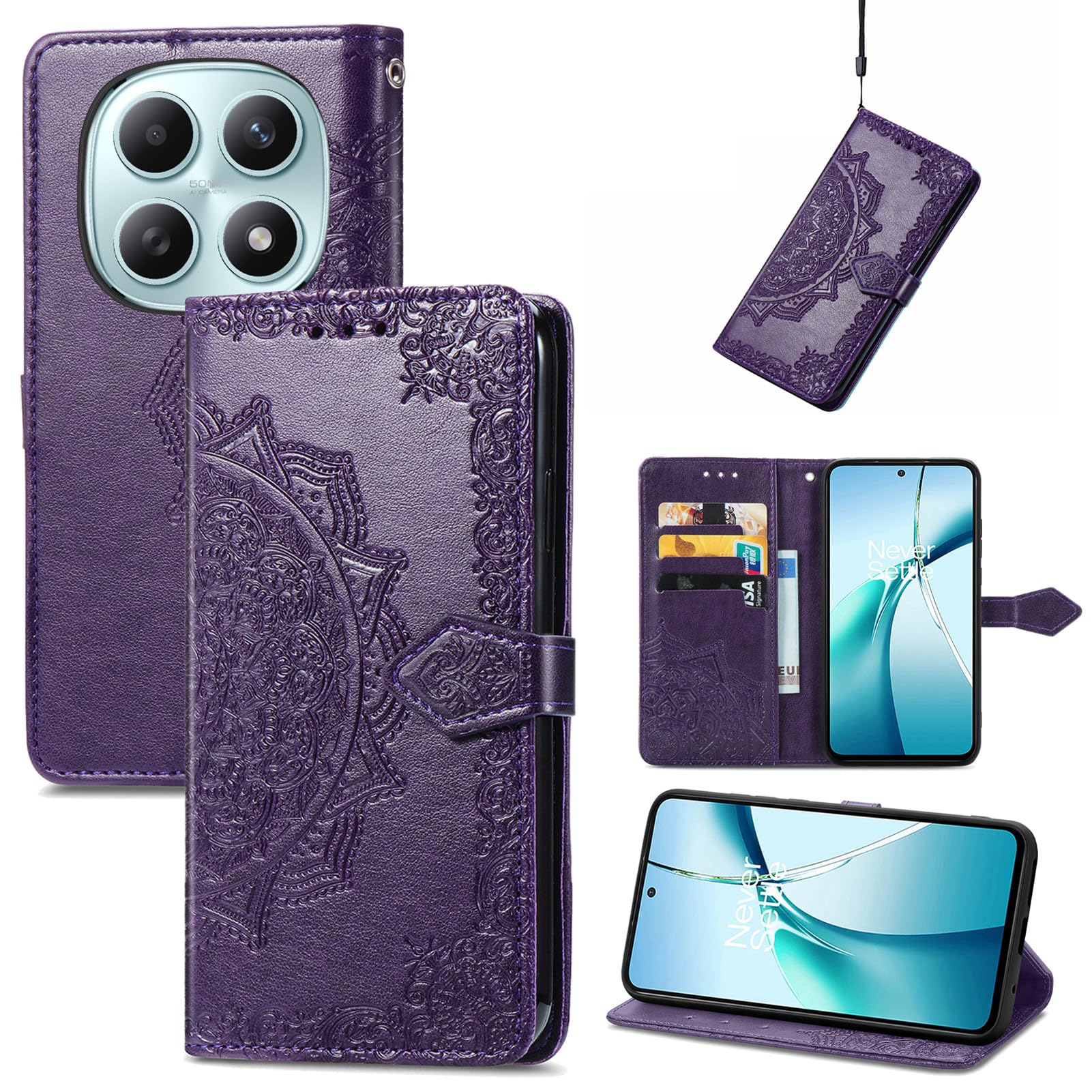 Pokrowiec na Xiaomi Redmi Note 15 5G / 4G / POCO M8 5G, Skórzana Okładka Portfelowa z Klapką Flip Case z uchwytem na karty, Zamknięcie magnetyczne [Mandala] Wewnętrzny cienki antywstrząsowy