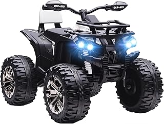 HOMCOM Elektro Quad für Kinder, 12V 10Ah Kinder Quad mit Vorwärts-, Rückwärtsfunktion, 2 Motor, USB-Anschluss, MP3-Musikplayer, Kinderfahrzeug mit Scheinwerfer 3-8 km/h, für 3-5 Jahre, Weiß
