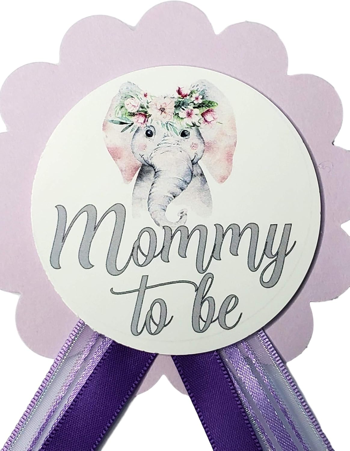 2 Mommy to Be & Daddy to Be Pin Elephant Baby Shower Pins for parents to wear, Purple & White, It's a Girl Baby Sprinkle