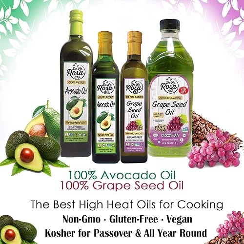 Vista 20 de De La Rosa Aceite de aguacate 100% puro, Kosher para Pascua, vegano, sin OMG y sin gluten, ideal para cocinar con alto punto de humo, primer aceite