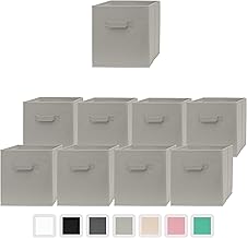 Pomatree Storage Cubes - 11 inch Cube Storage Bins (9 Pack) | Foldable Cubby Organizer Bin for Closet, Clothes and Toys | 2 Reinforced Handles | Fabric Basket Bin (Grey)