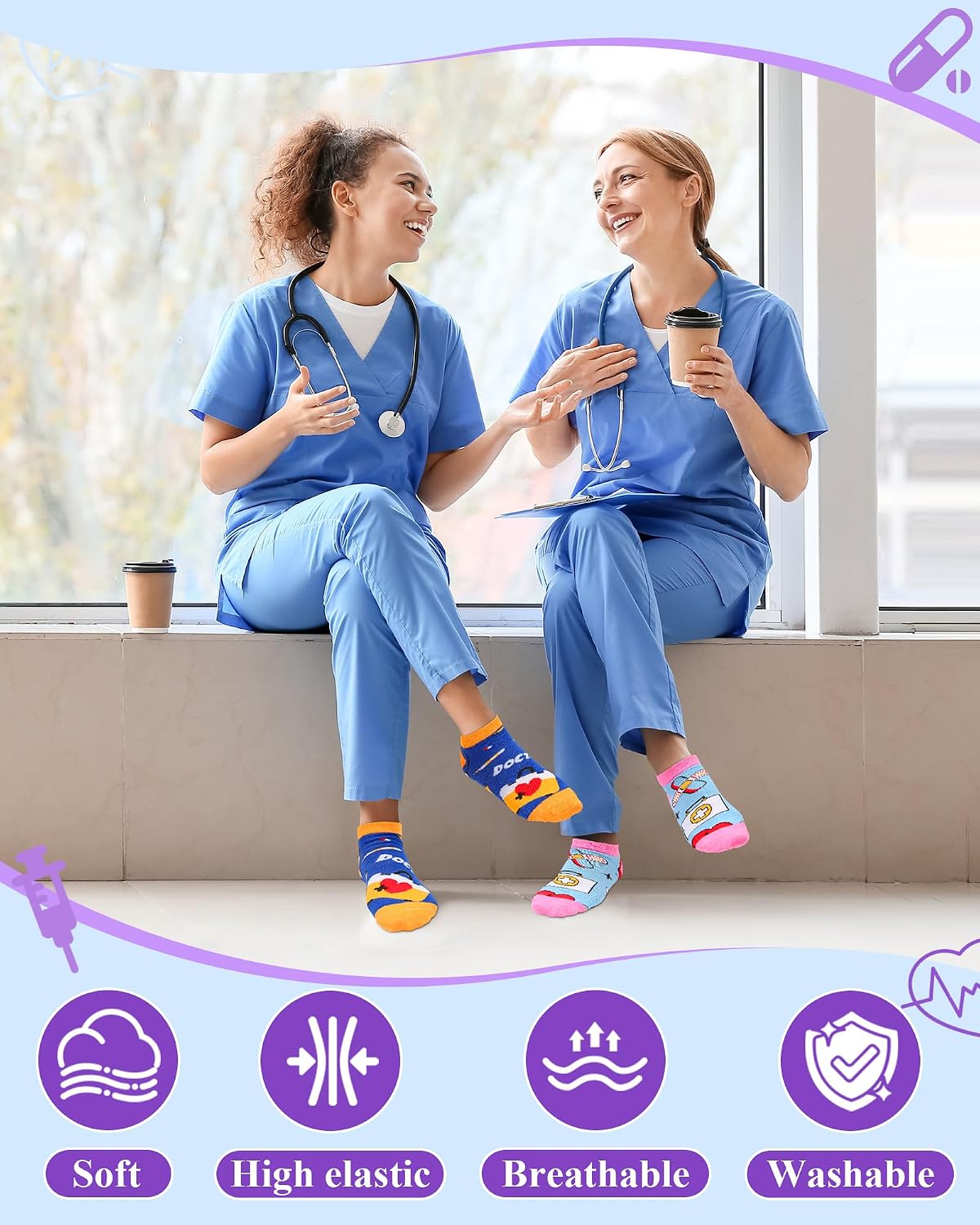 16 Pairs Nurse Socks Bulk for Women Nursing Day Socks Gifts Novelty Funny Medical Gifts for Nurse Doctor