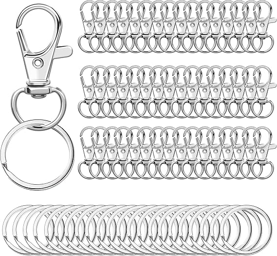 100PCS Swivel Snap Hooks with Key Rings, 50Pcs Key Chain Clip Hooks and