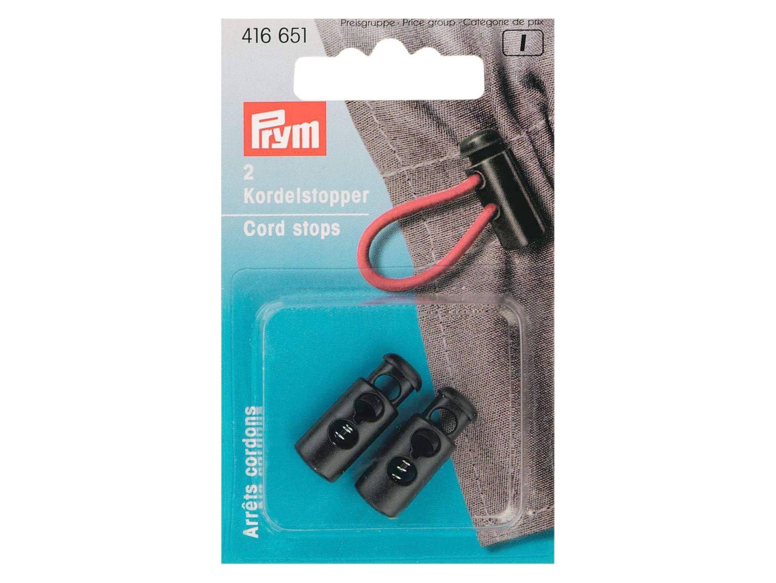 Prym 416651 Cord Stops 2 holes plastic black