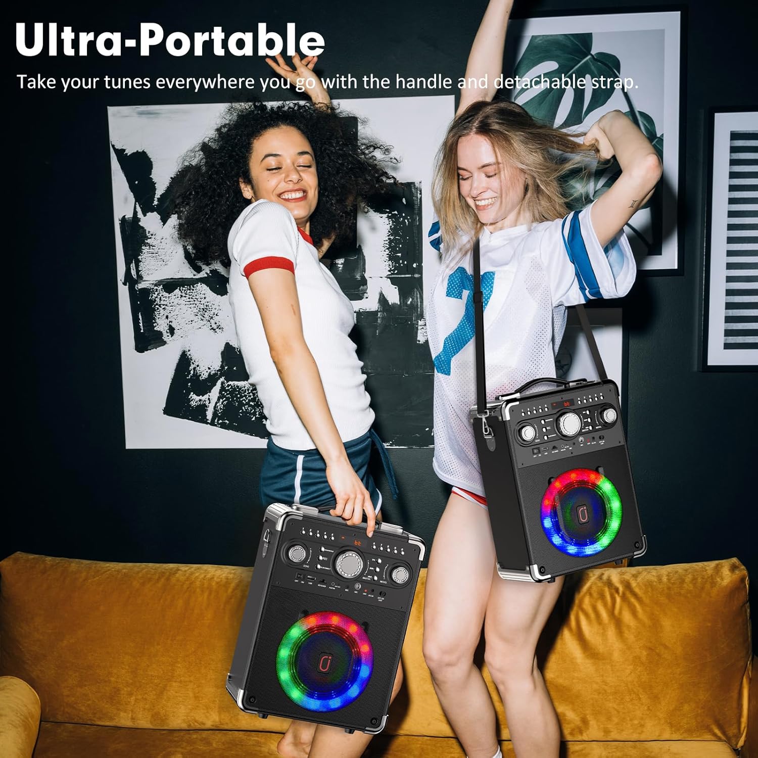 Karaoke Machine with 3 Wireless Microphones, Bluetooth Karaoke Speaker with 3 Mics for Adults/Kids, Portable PA System for Home Party with DJ Lights & Remote Contro, Support TWS/USB/TF Card/AUX/REC - Image 7