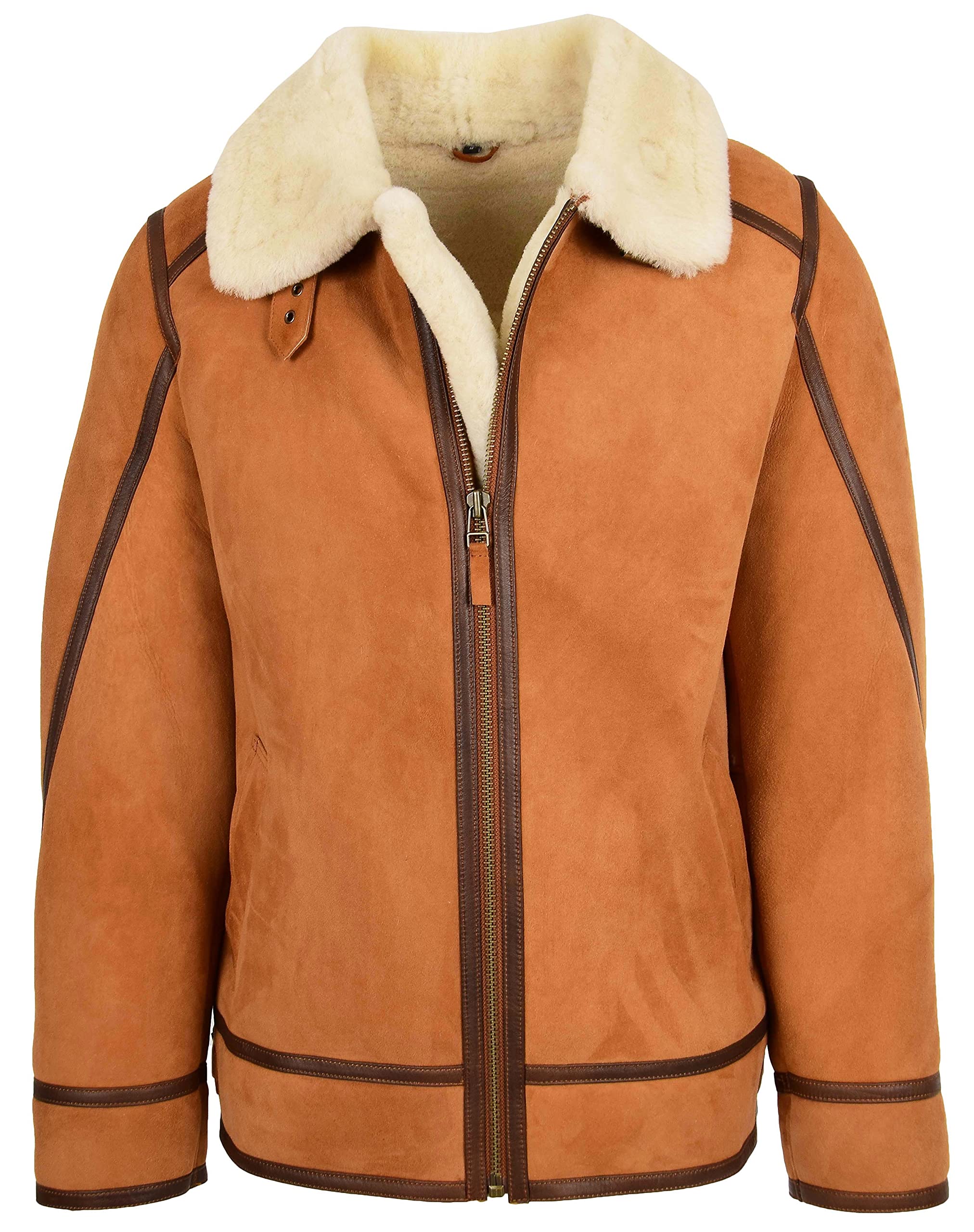 B3 Veste en peau de mouton véritable marron pour homme - 8