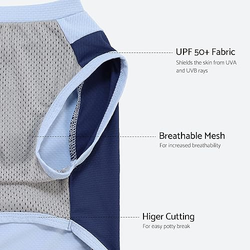 Miniatura 4 de Fitwarm Paquete de 2 camisas para perro con protección solar UV UPF 50+, ropa de verano de secado rápido para perros pequeños, niños y niñas,