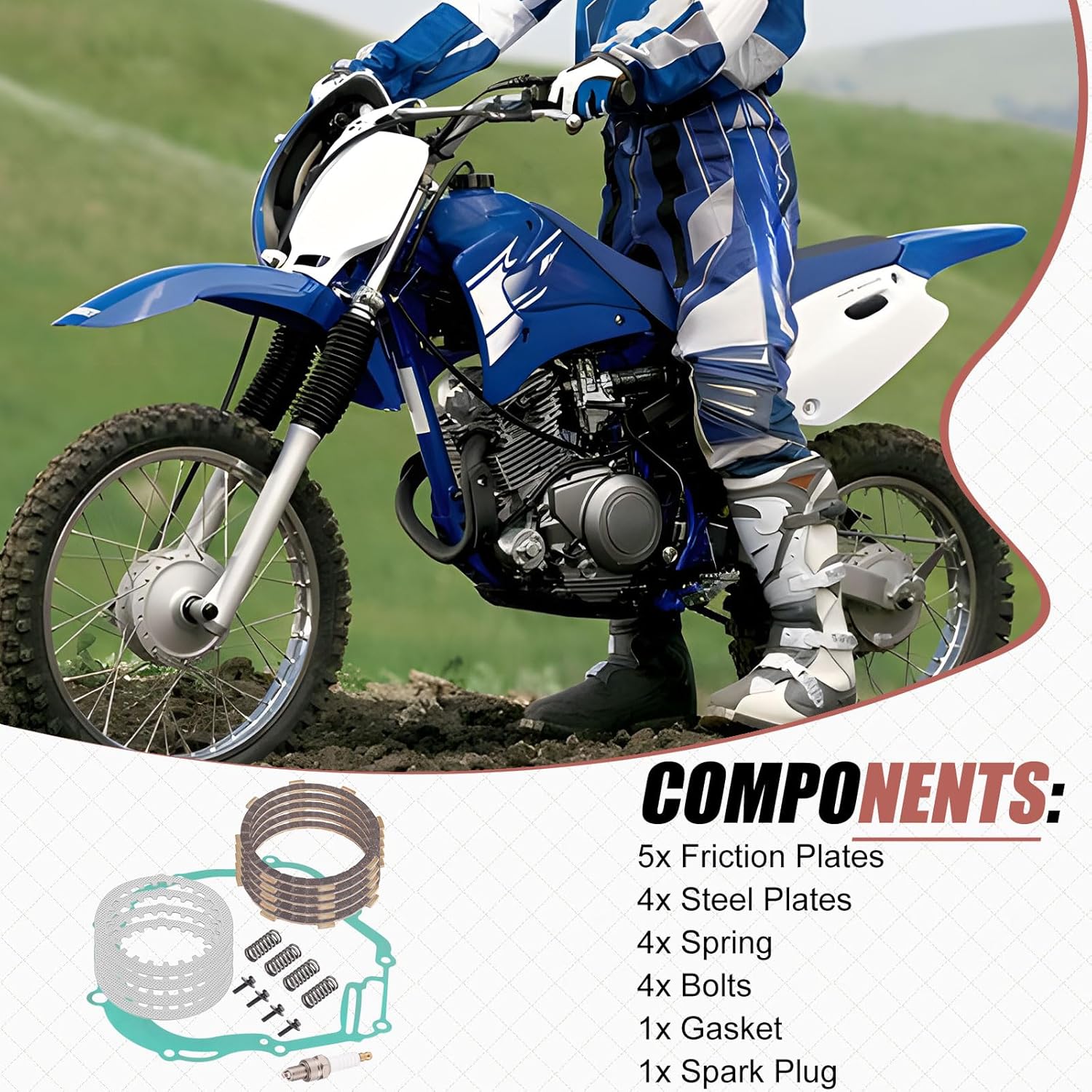 Heavy Duty Clutch Kit w/Gasket Springs for Yamaha TTR125 TTR125E TTR125L TTR125LE 2000-2023