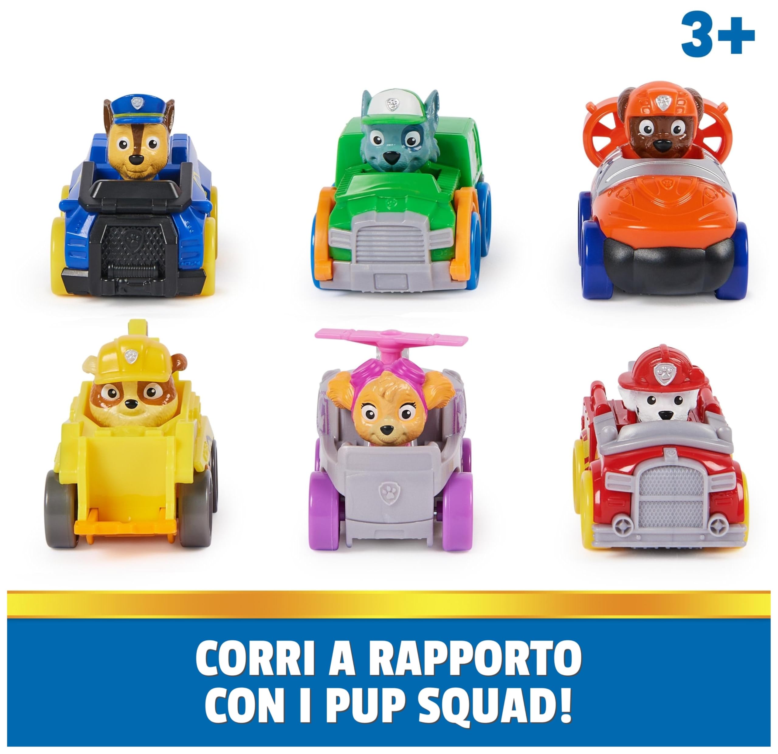 Paw Patrol Pup Squad Racers, Confezione Regalo con 6 Veicoli, Personaggi Collezione, Giocattoli per Bambini e Bambine, 3+ Anni