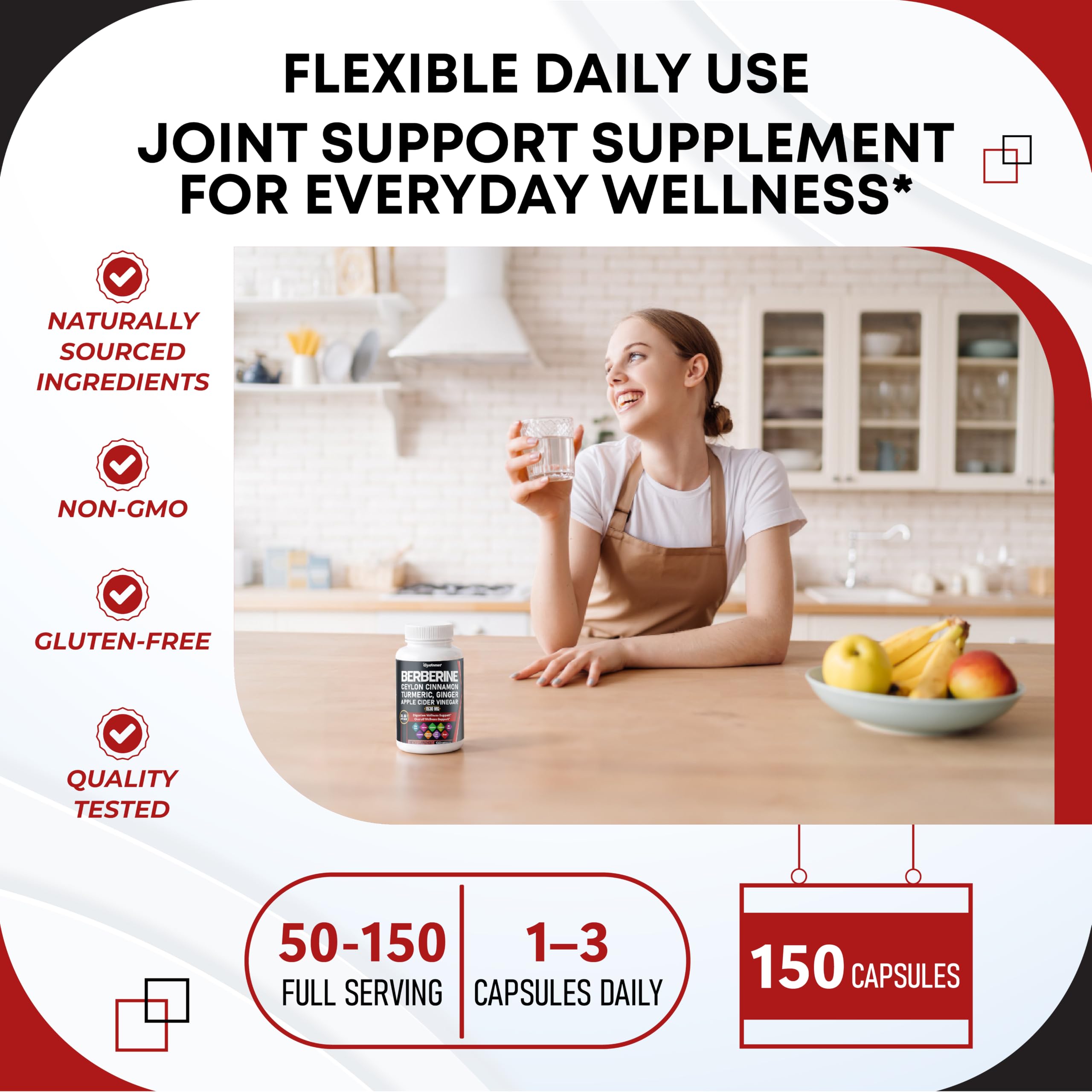 Berberine 1530mg 14in1 with Ceylon Cinnamon for Digestion Wellness, 150 Ct — Amazon image 6