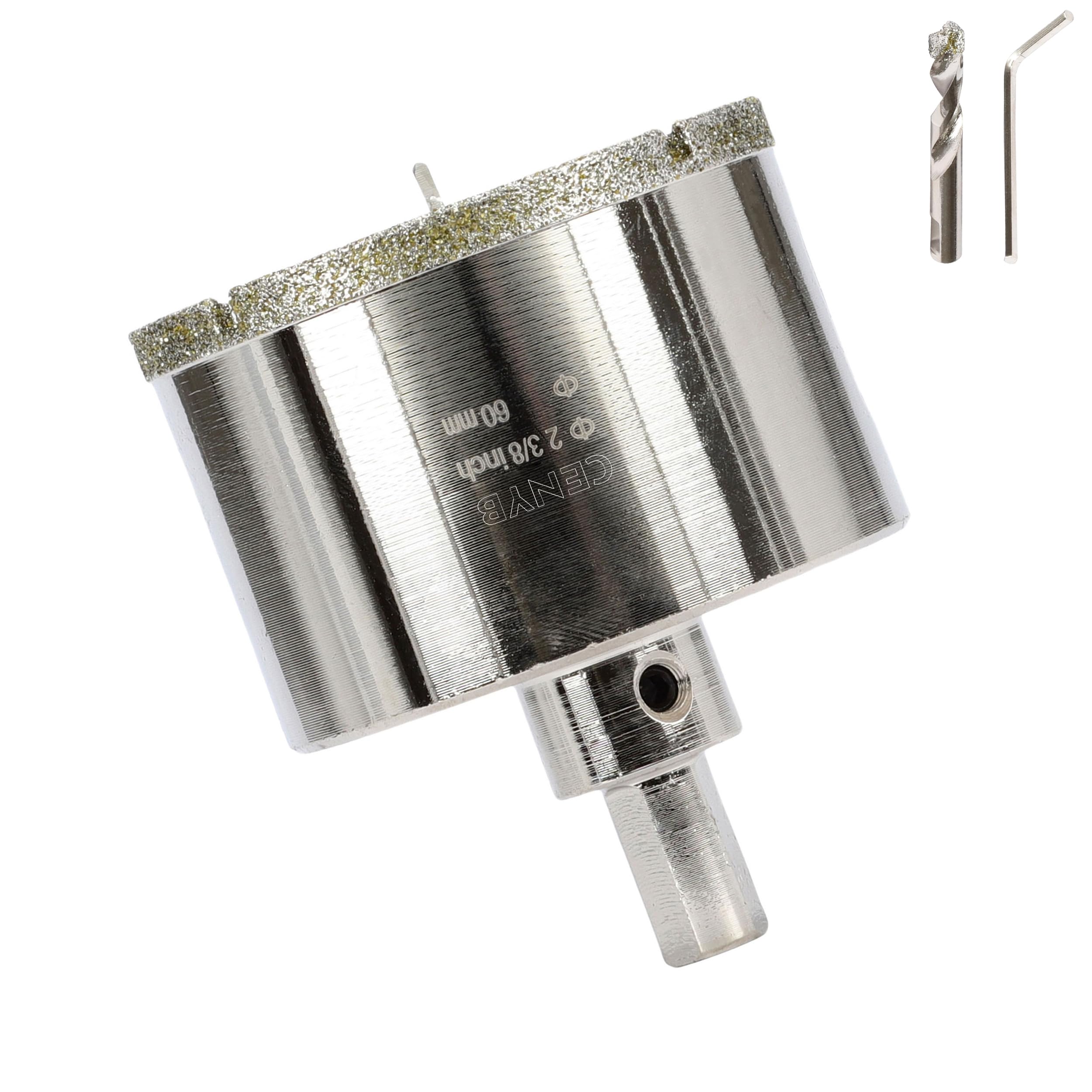 2-3/8 Inch 60mm Tile Hole Cutter Drill Bit Diamond Metal Hole Saw with Center Pilot Drill – Diamond-Coated for Marble, Granite, Ceramics, Porcelain Tiles, Glass — image 1