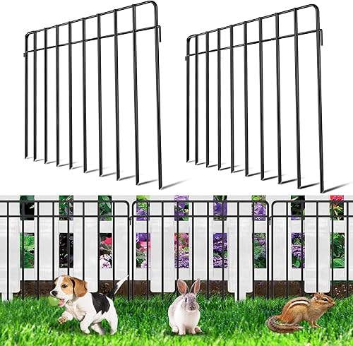 Paquete de 2 vallas de barrera de animales para jardín al aire libre, 3.5 pies de largo, espaciado de picos subterráneos, cercado decorativo para