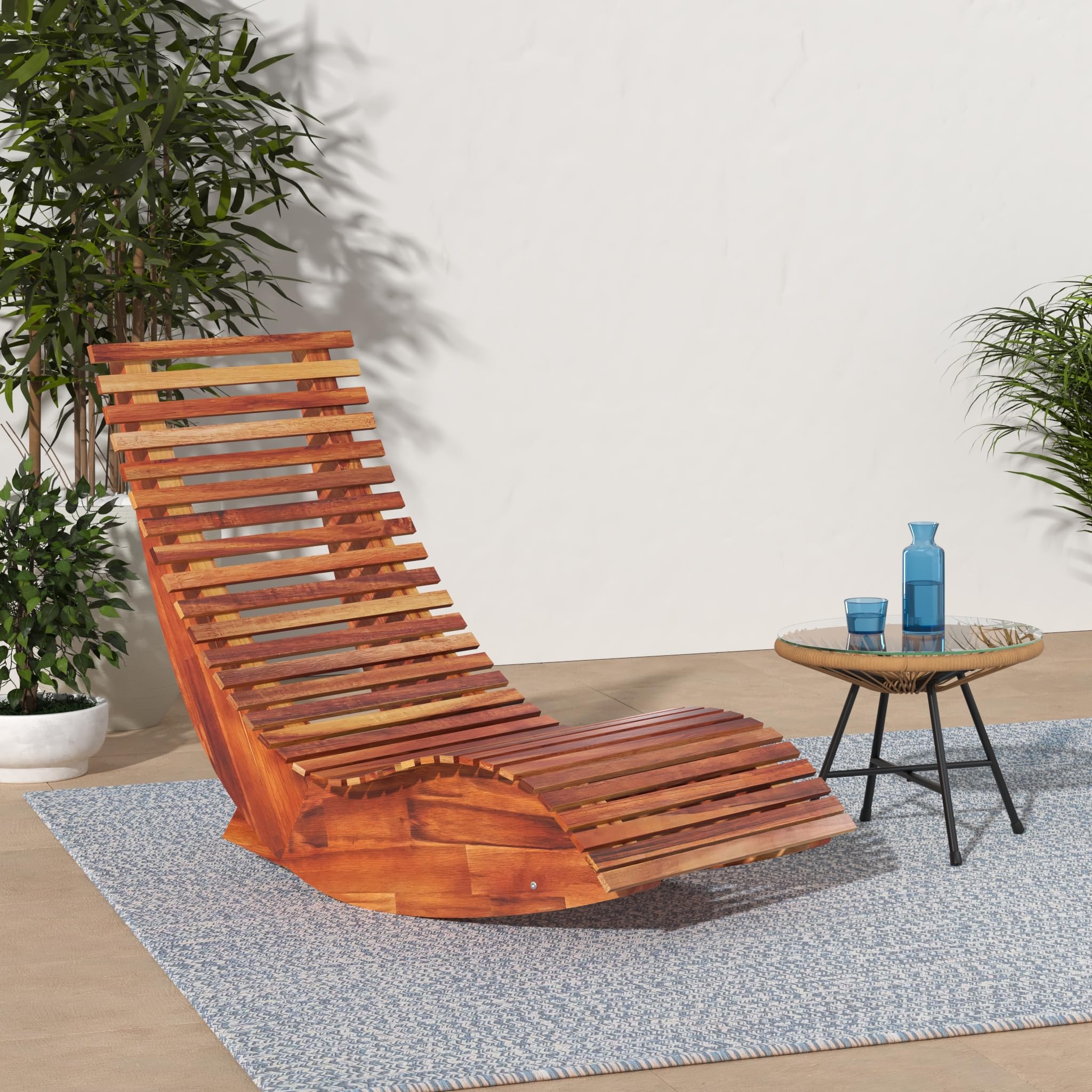 vidaXL Tumbona Mecedora Madera Acacia Sofá Hamaca Asiento Cama Jardín Terraza