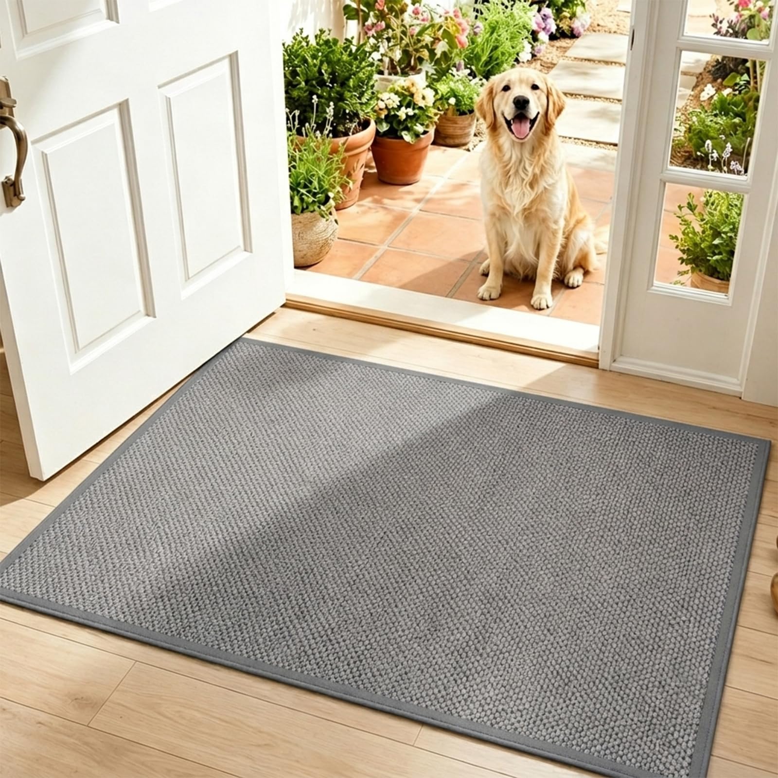 ZORVENIX Indoor Door Mat 80x120cm, Non-Slip Rubber Backing Doormat, Washable Dirt Trapper Double Mat for Entrance, Patio, Pets, Dark Grey