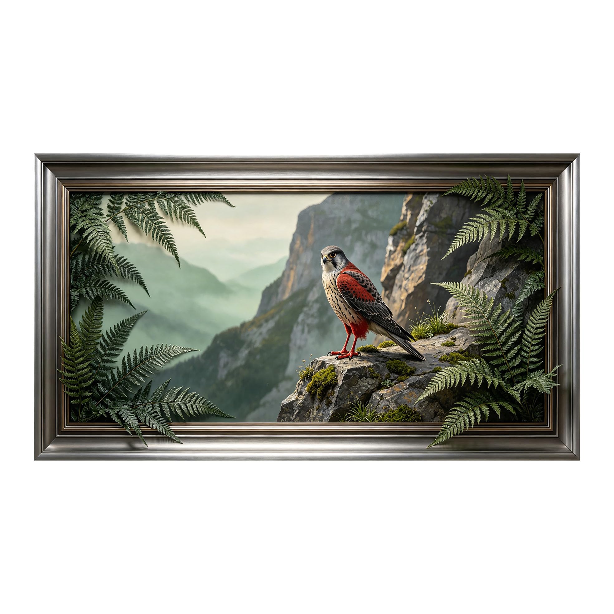 Yzpallescene 3D 3D Framed Wall Art 50cm×90cm Mountain Falcon Landscape Realistic Oil Painting Large Size SelfAdhesive Removable Wall Decor Prints Artwork for Living Room Bedroom Office