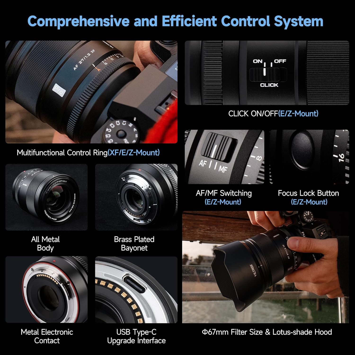 Одблиску view of the stepped aperture ring on the VILTROX 27mm f/1.2 Z Lens