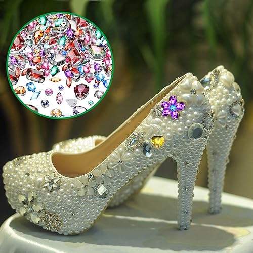 Miniatura 5 de WILLBOND 320 piezas de cristales de cristal de diamantes de imitación para coser, gemas acrílicas con agujero, ajuste de puntas plateadas, parte