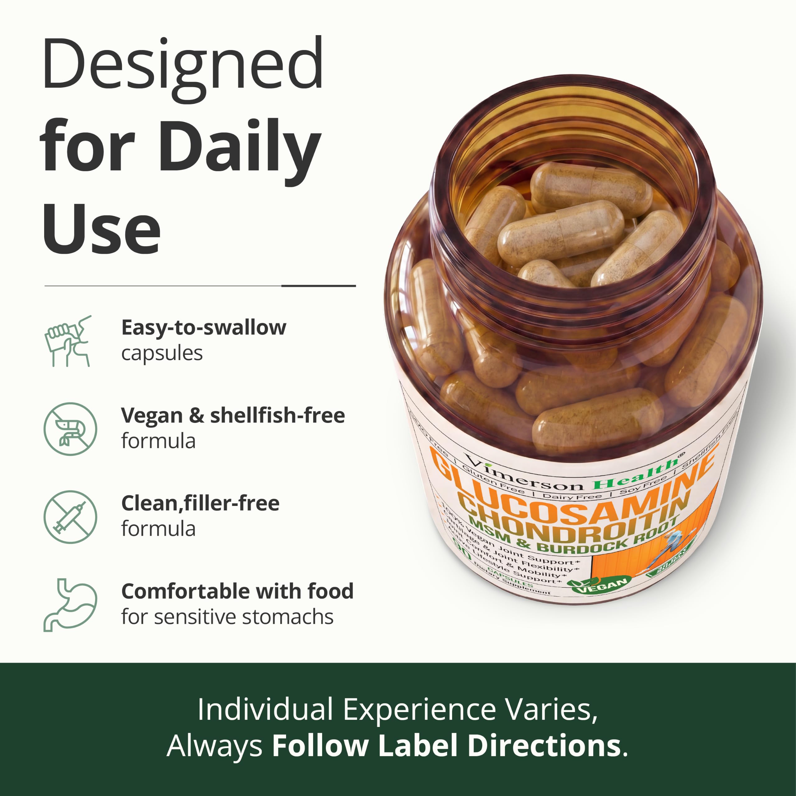 Vegan Glucosamine Chondroitin MSM Joint Supplements for Women & Men 90 Caps — Amazon image 9