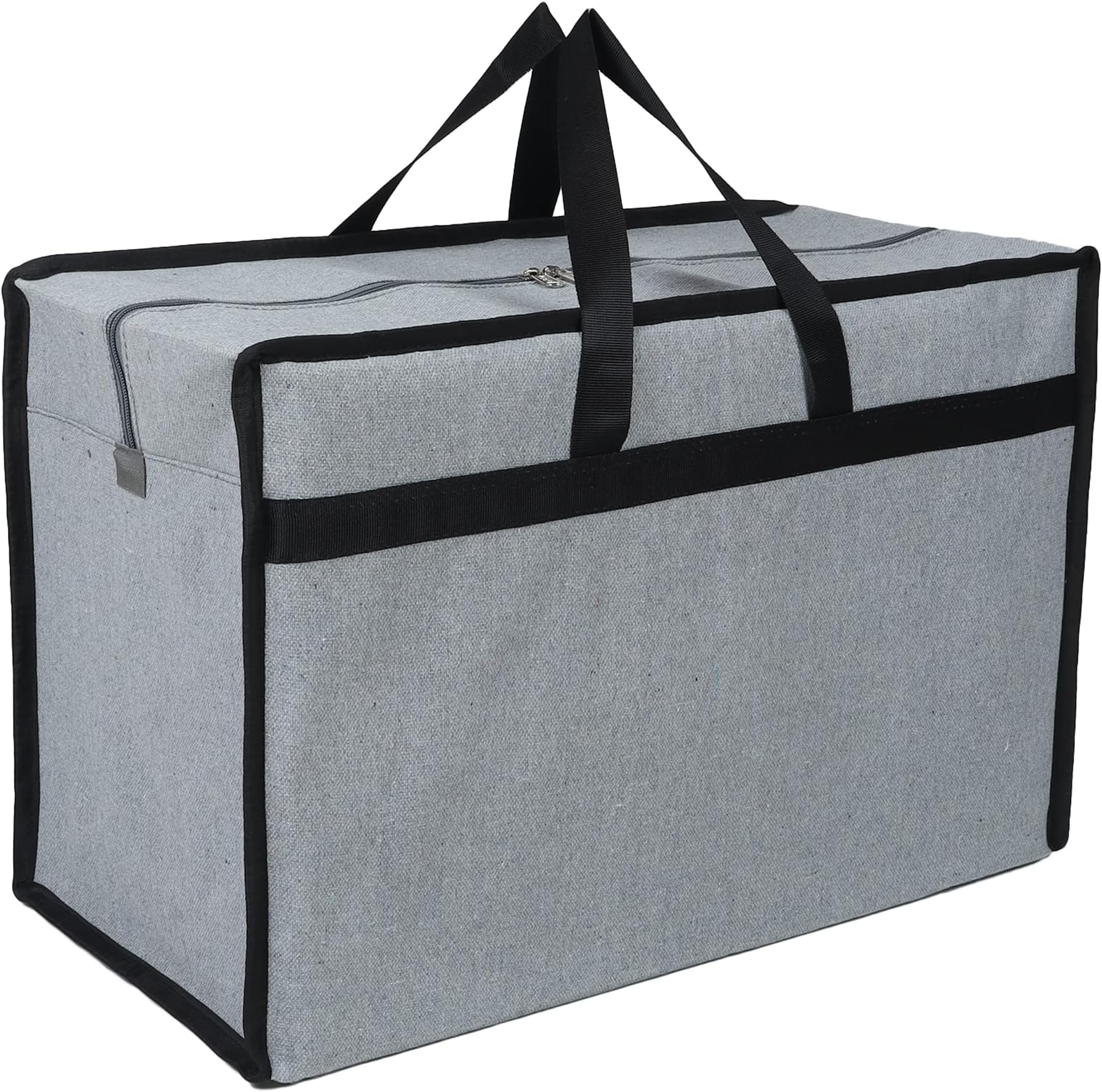 Double R Bags Jute Extra Large Heavy Duty Storage Bag with Handle | Clothes, Blanket, Comforter & Wardrobe Organizer | Grey Canvas, 37x27x60cm | 1 Compartment | Foldable Multipurpose Tote (Pack of 1)