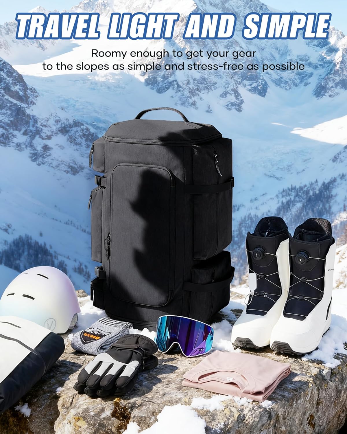 Ski Boot Bag Backpack for Helmet,70L Vacuum Backpack Travel,Goggles, Gloves, Skis, Snowboard & Accessories