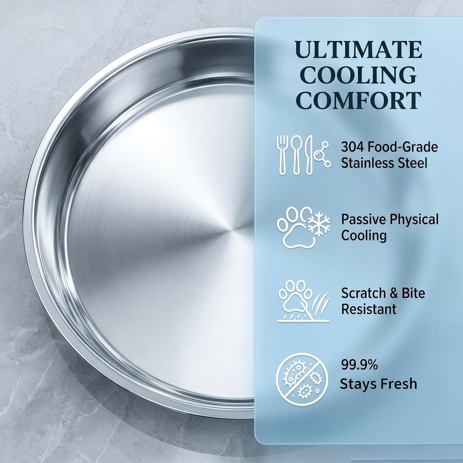 Stainless Steel Pet Cooling Mat for Cats & Dogs - Durable Metal Cat Bed, Scratch & Chew Resistant Cooling Pad, Easy Clean Metal Pet Pan with 4 Non-Slip Pads, All-Season Use (17.72"(Within 16.5 Ibs))