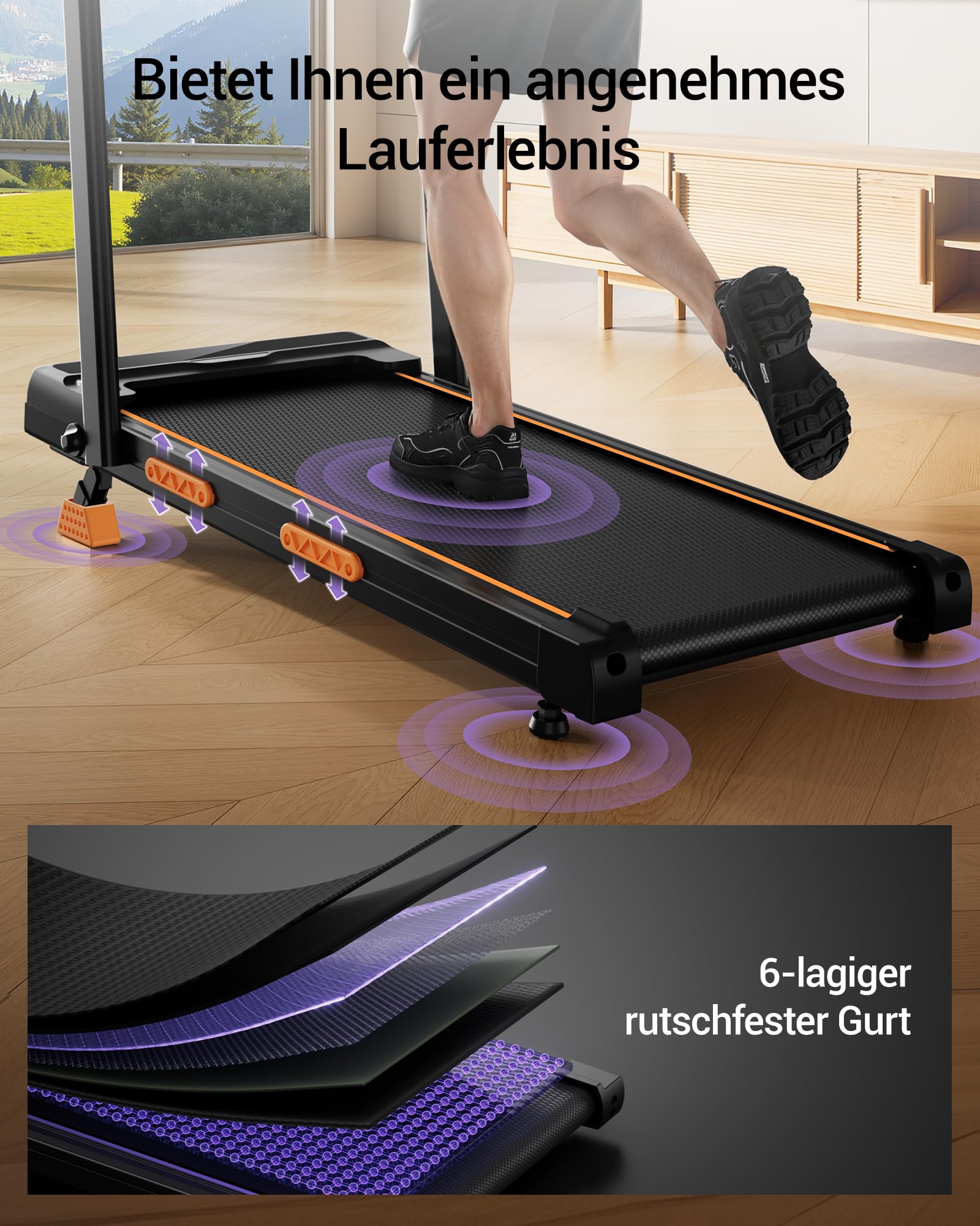 CURSOR Tapis de Marche Pliable Inclinable 16%, 10km/h Tapis de Course Pliable Inclinable, avec Affichage LED, Télécommande, 3.0 HP Treadmill Walking Pad, Tapis de Marche Bureau, 159KG Max Charge