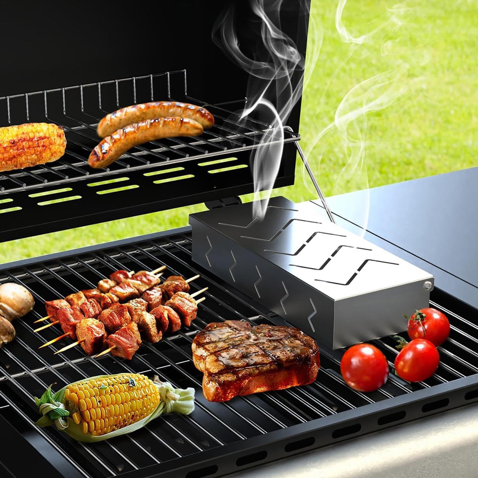 Forno Affumicatore BBQ Trucioli Legno 44,5x29x83cm Acciaio Inox