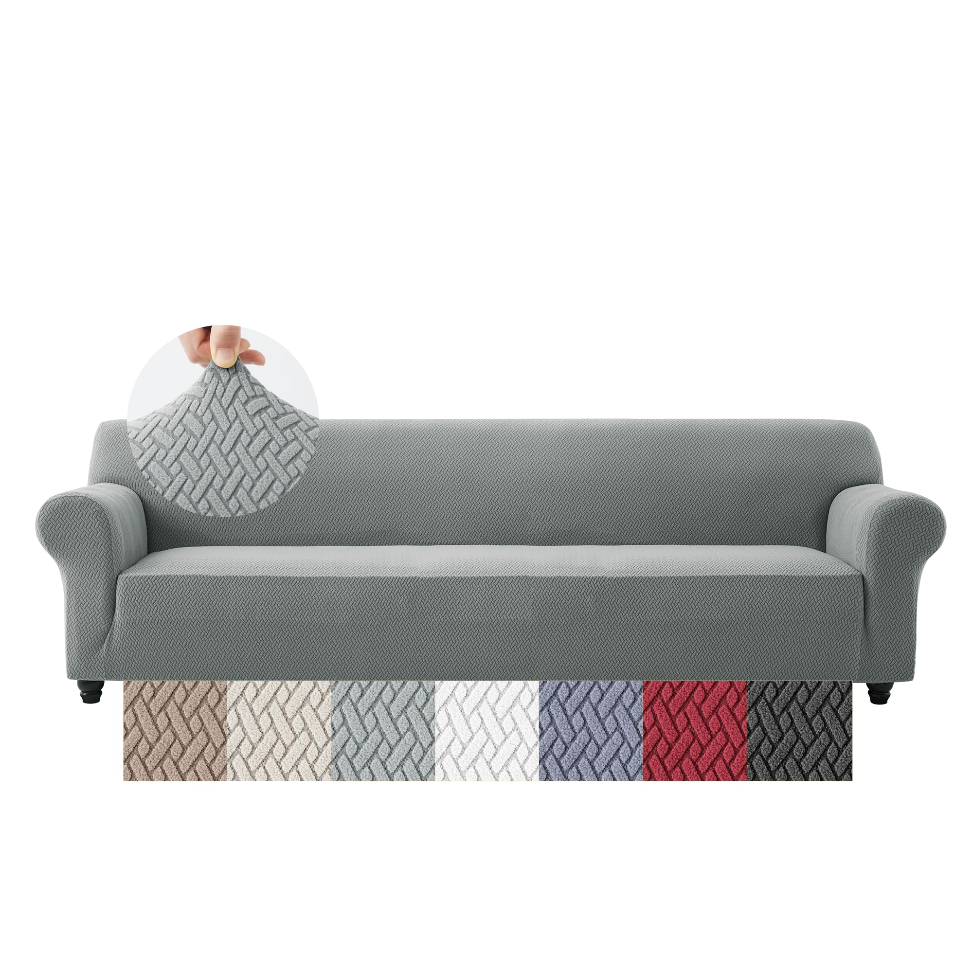Moonlight Bedding Grey High Stretch Sofa Covers 4 Seater Super Soft Extra Large Couch Covers For Dogs Pets Cats Spandex Elastic Fit T Shaped Non Slip Sofa Cover