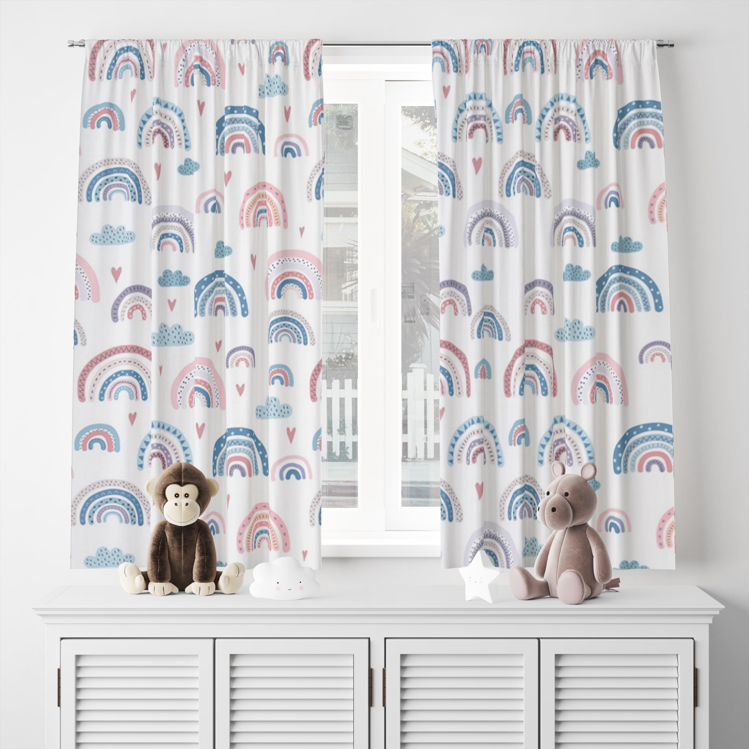 ggaimwf Rainbow Curtains Pencil Pleat Hobo Colorful Cartoon Rainbow Curtains Kids Bedroom Window Treatment for Child Girls Living Room Nursery Cafe Interior Divider Curtain Tier 117x183cm 2 Panels - Image 3