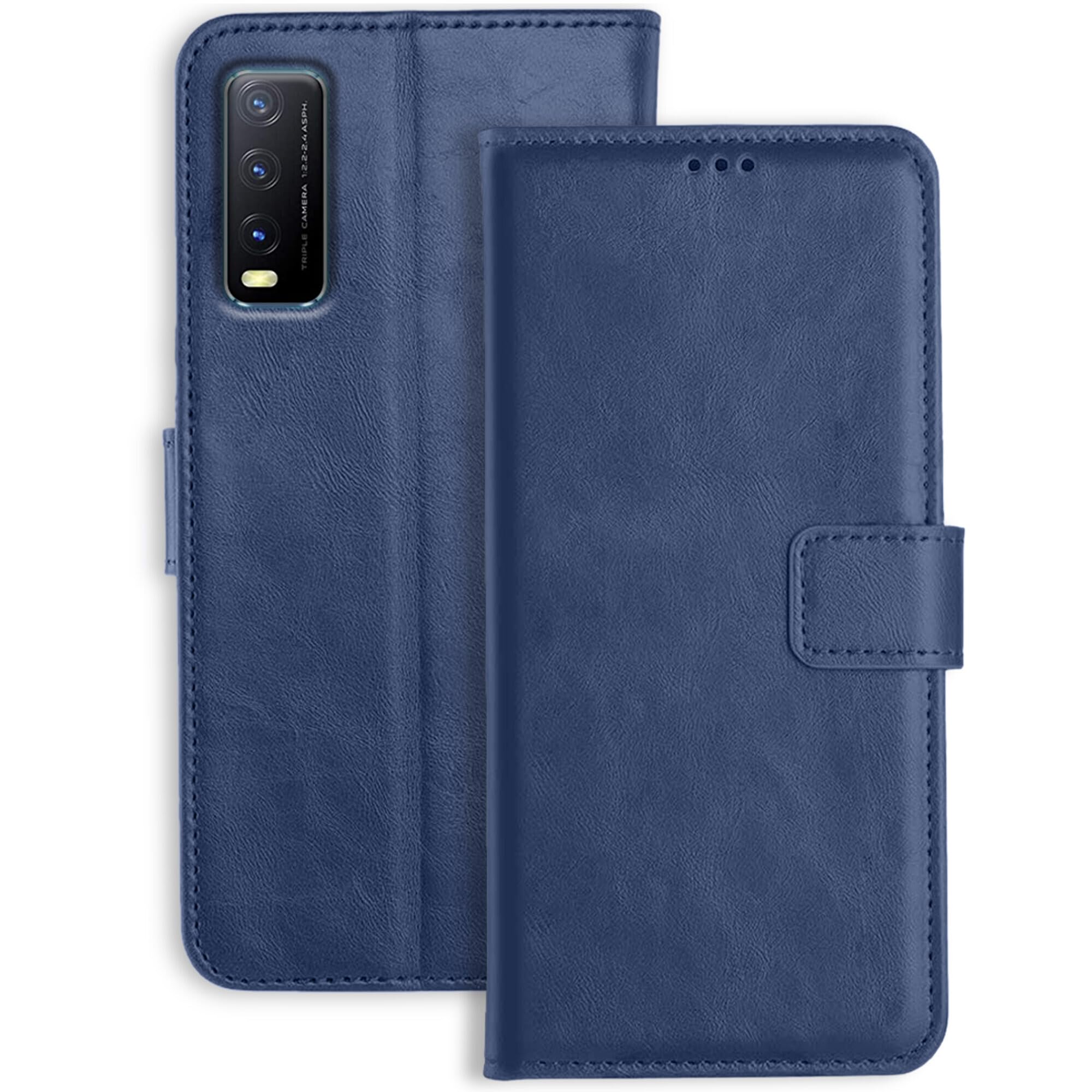 Orosky Vivo Y20A Flip Back Cover Case | Inbuilt Stand & Pockets | Magnetic Shockproof Leather Wallet Style Flip Case for Vivo Y20A (Blue) (B092JSMVXN) Amazon Price History, Amazon Price Tracker