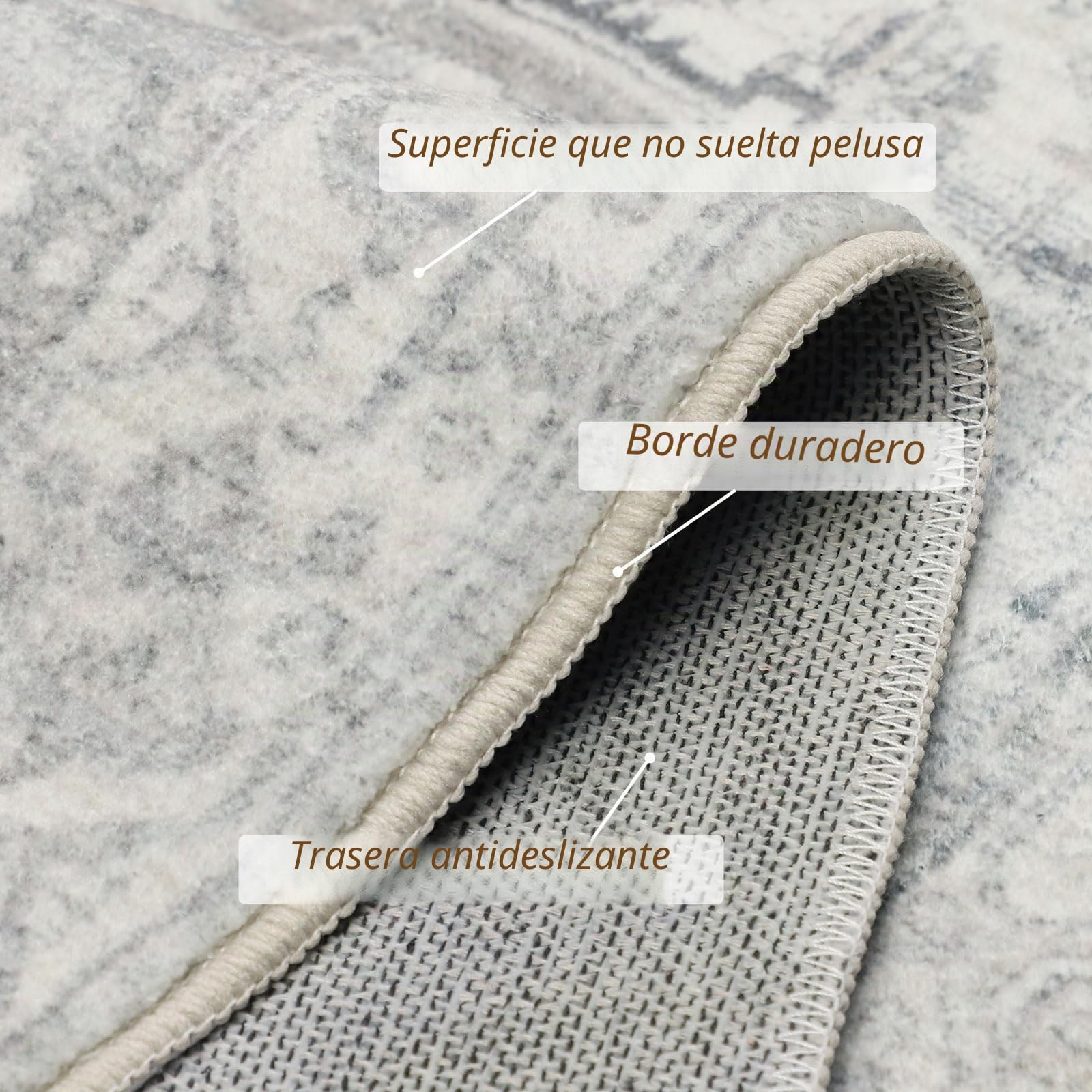 Homcomodar Alfombra Pasillo Larga 80x300cm Beige Gris Alfombra Cocina Lavable Antideslizante Vintage Alfombras de Pasillo Cocina Lavadero Entrada Habitacion