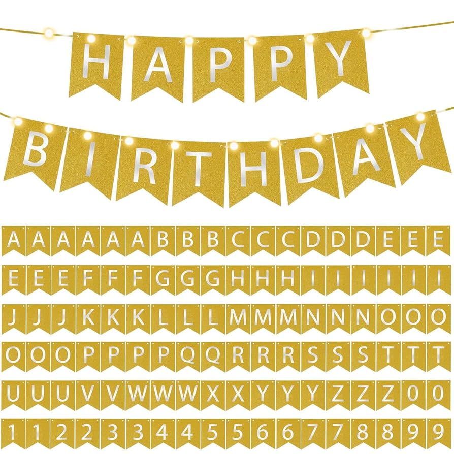 amazon-com-112-pcs-diy-letter-banner-glitter-birthday-custom-banner-kit-including-107-letters-and-numbers-3-rope-and-2-string-lights-for-birthday-graduation-wedding-party-gold-toys-games for Free Printable Birthday Banners Personalized Amazon.com: 112 Pcs DIY Letter Banner Glitter Birthday Custom Banner Kit Including 107 Letters and Numbers 3 Rope and 2 String Lights for Birthday Graduation Wedding Party(Gold) : Toys & Games for Free Printable Birthday Banners Personalized