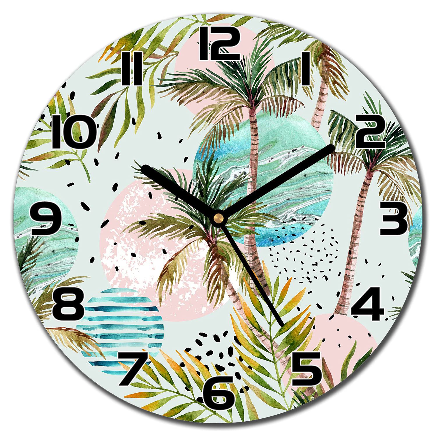 Horloge en verre lisible avec aiguilles noires pour mur de cuisine