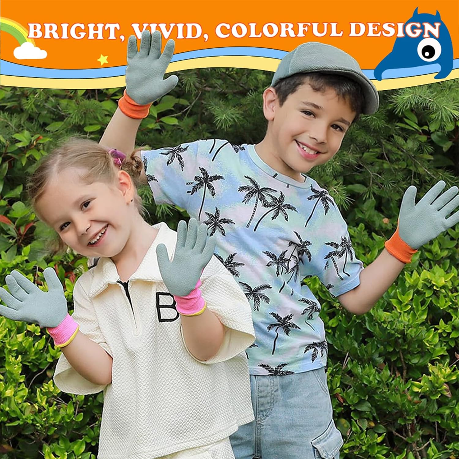 3 Pairs Kids Gardening Gloves. Children Rubber Coated Garden Gloves, Kids & Toddler Outdoor Work Gloves For Age 3-12. image 4