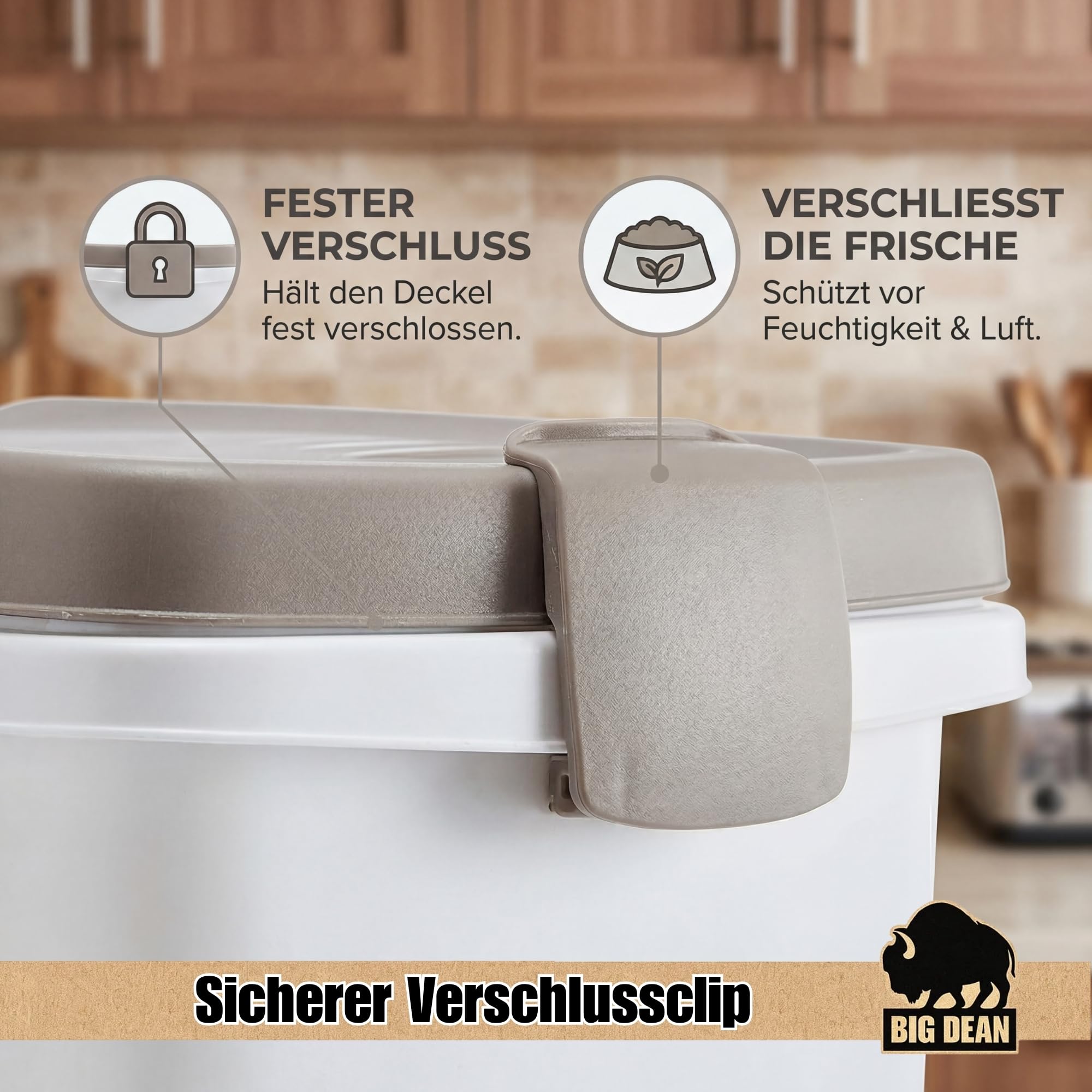 BigDean Futterbehälter 40 Liter mit Rädern Dichtungsring verbindbar