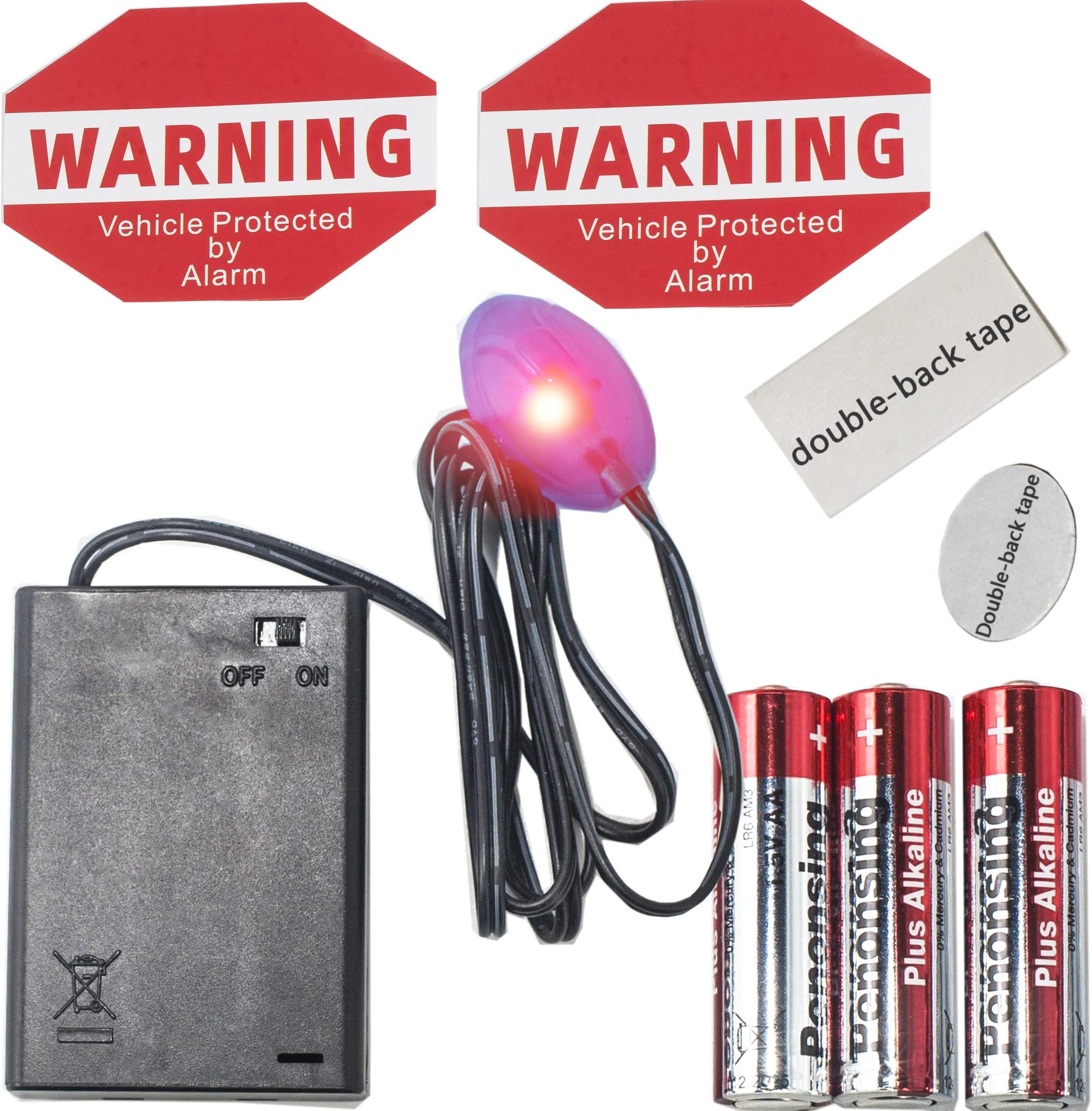 Fake Car Alarm, Dummy Car Alarm,(Batteries Included) Red LED Light Simulate Imitation Security System, Warning Anti-Theft Flash Blinking Lamp (Red Light-1 Pack)
