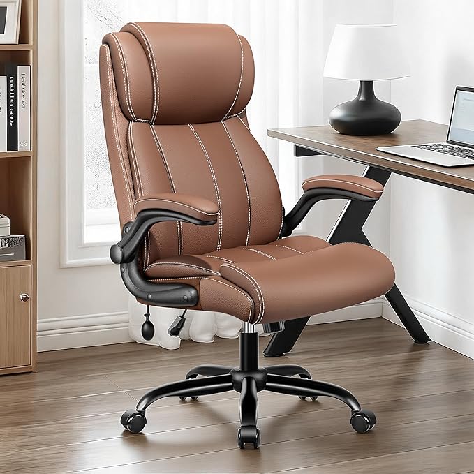High-back executive chair in home office