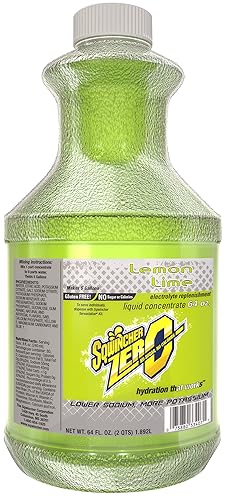 Sqwincher Zero Mezcla para bebida de reemplazo concentrada con electrolitos 64 onzas rendimiento de 5 galones Lemon Lime 6
