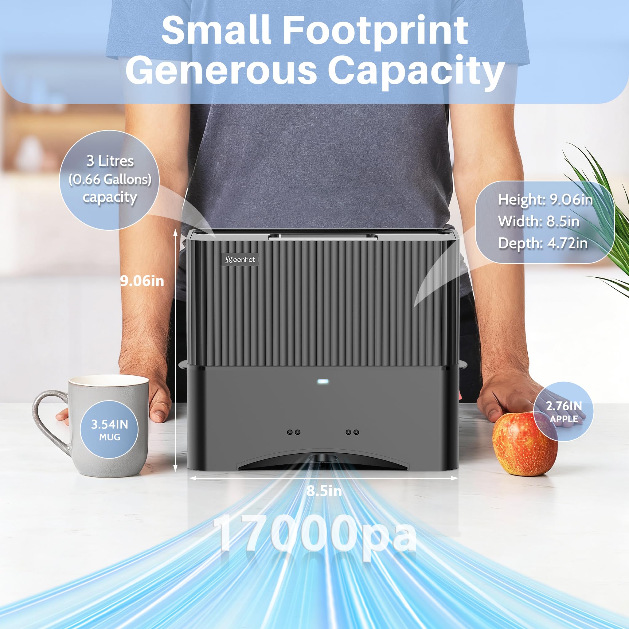 Keenhot Touchless Vacuum Automatic Dustpan, Hair Vacuum for Salons Pet Hair Food Dirt Home Kitchen, Compact and Space-Saving, Electric Dustpan Vacuum Cleaner,17000Pa Strong Suction - 4