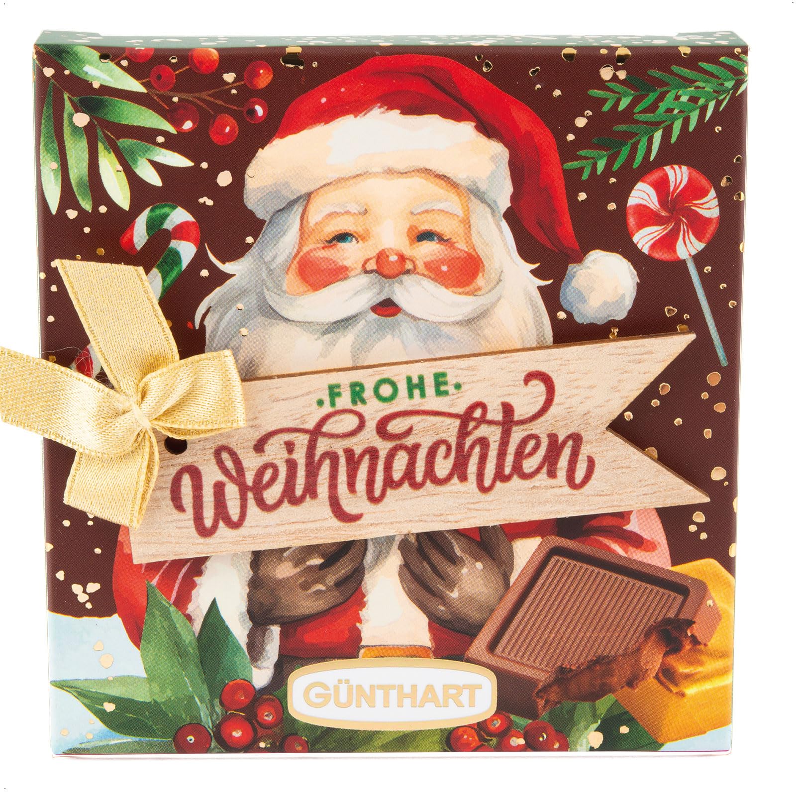 Günthart 30 Stück Pralinenpräsent mit Weihnachtsmotiven und feinen Carre-Pralinen, 1er Pack (1140 gr)