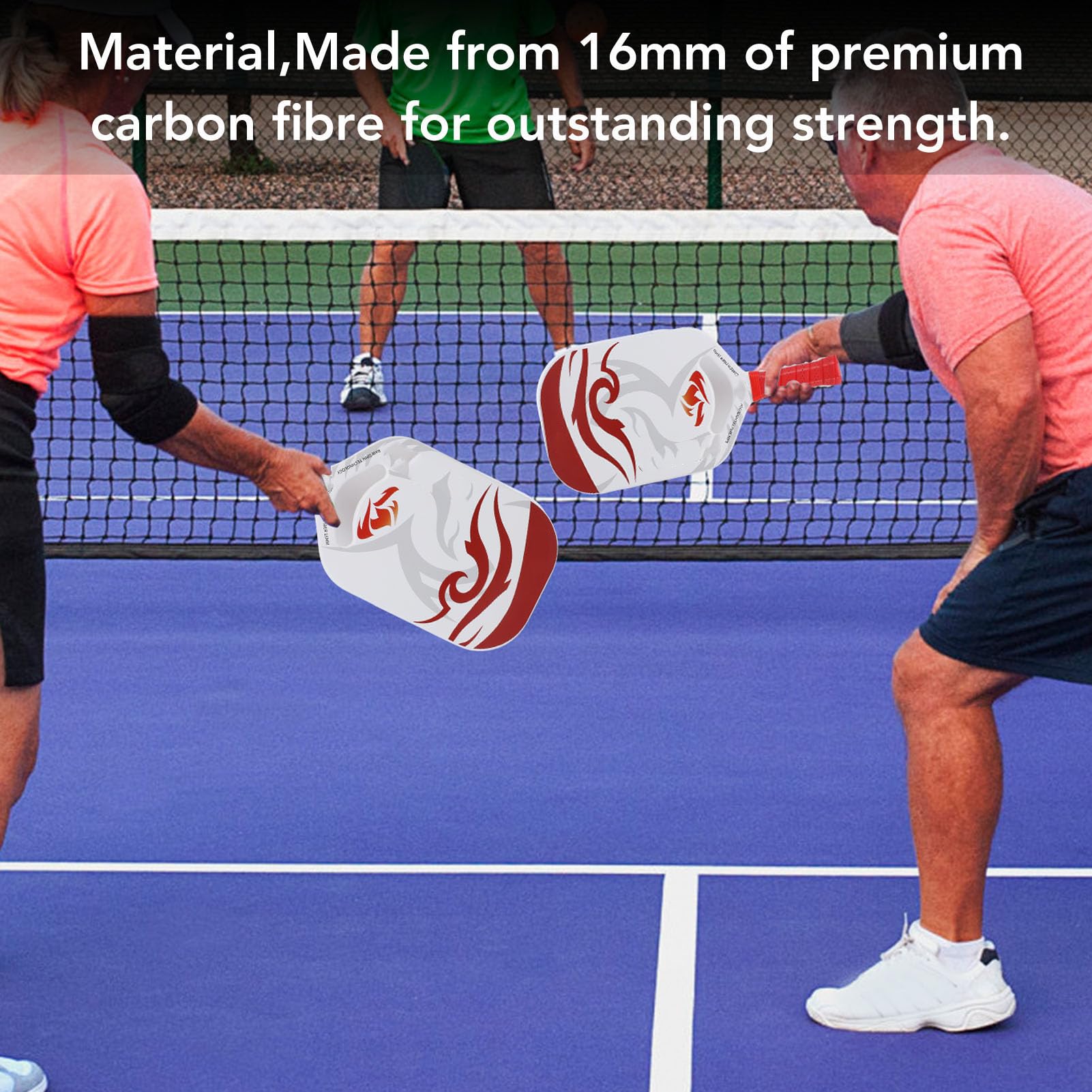 Alomejor Restenza Pickleball Leggera a Paddle in Fibra di Carbonio da 16 Mm con Modello di Drago per Principianti Professionisti