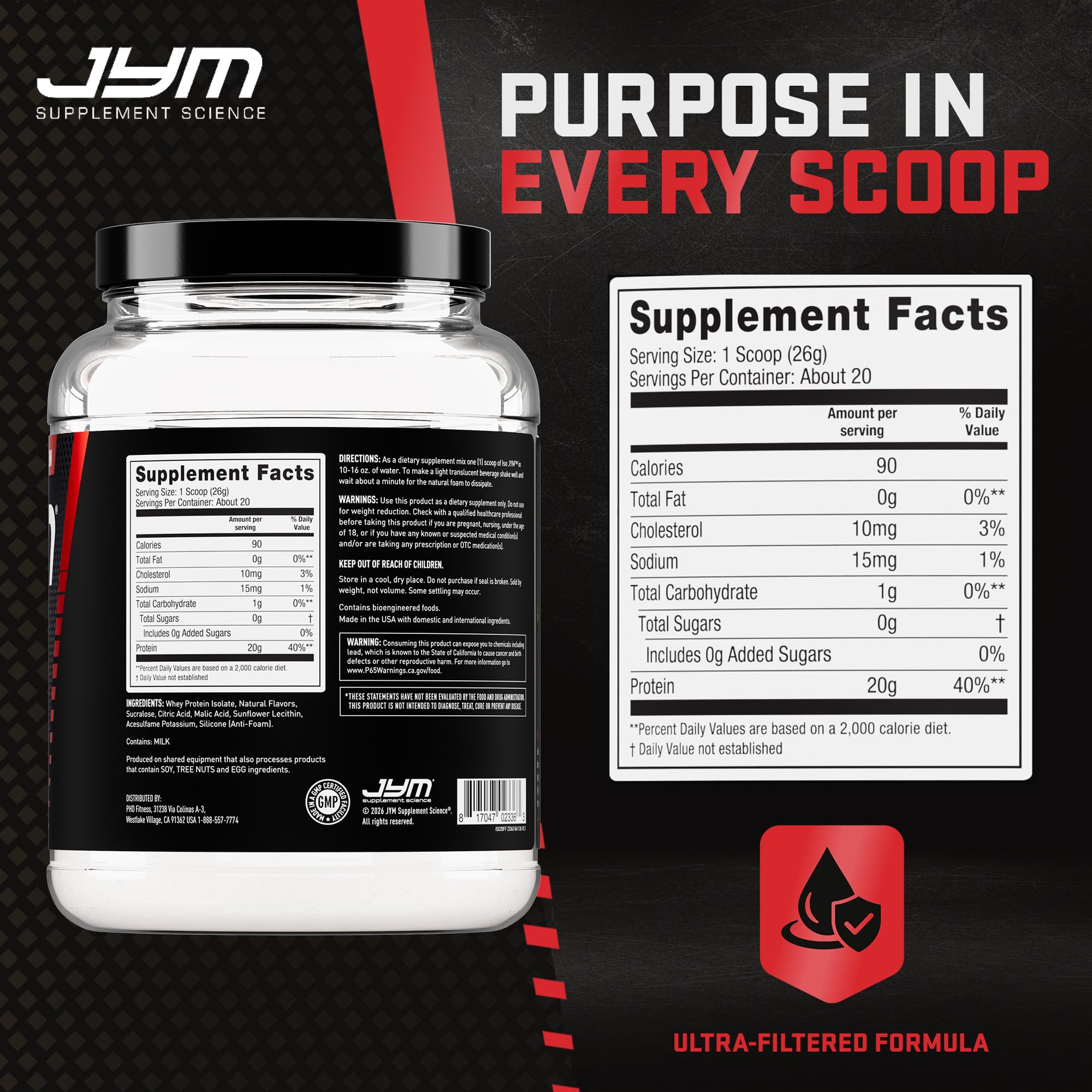 Iso JYM Clear Whey Protein Isolate, Bombsicle - Zero Fat & Sugar, 1.1 lb — Amazon image 2