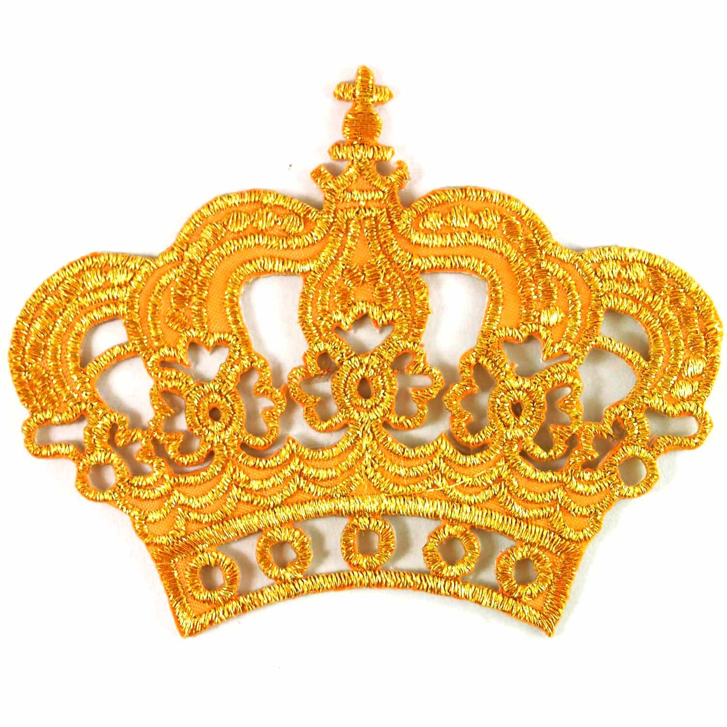 Gold Crown Imperial King Queen Embroidered Iron on Patch # F