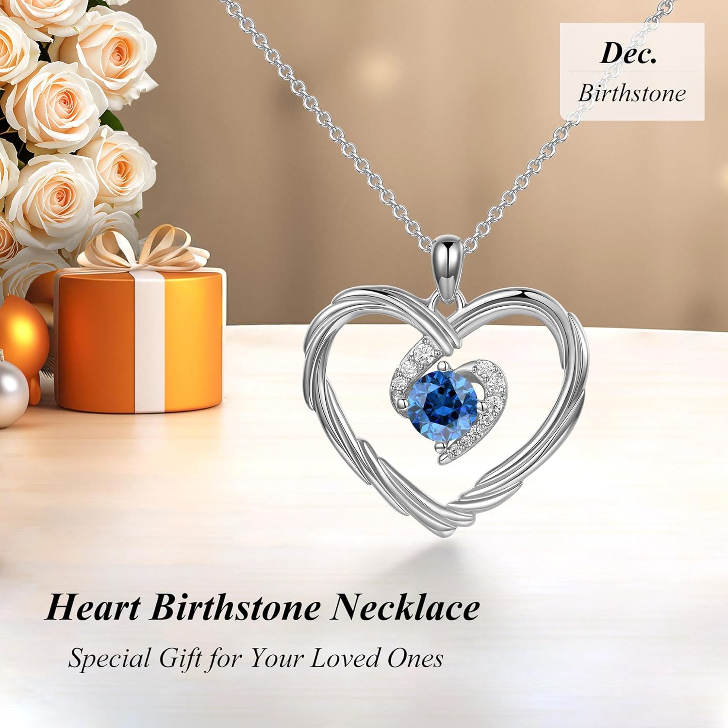 G&GEMSJEW 18K Gold Heart Birthstone Necklaces for Women, S925 Sterling Silver Jewelry Birthday Gifts for Women Wife Girlfriend Mom, Anniversary Christmas Valentines Gifts - Image 3