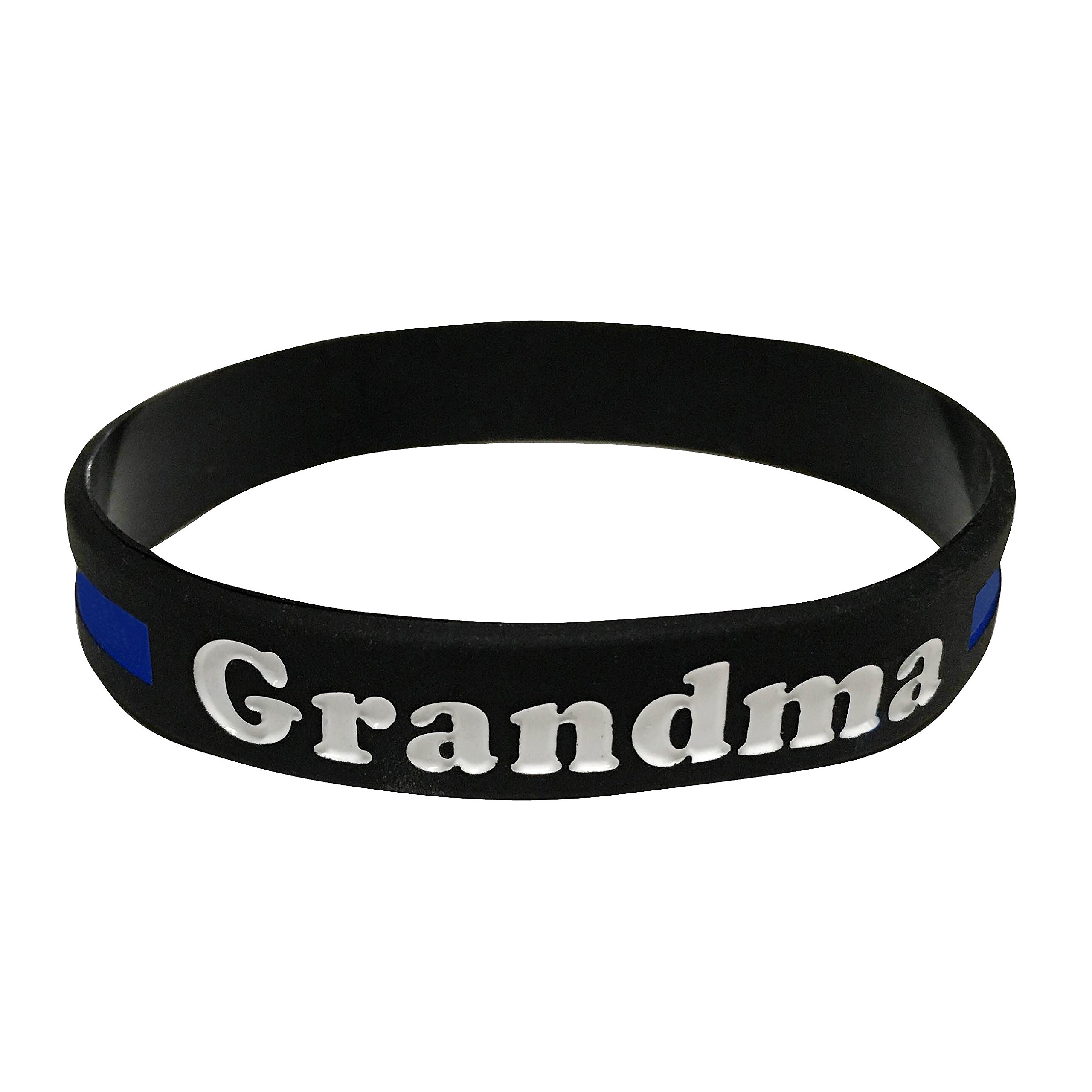 Grandma (Grandmother) Thin Blue Line Silicone Wrist Band Bracelet Wristband - Support Police and Law Enforcement